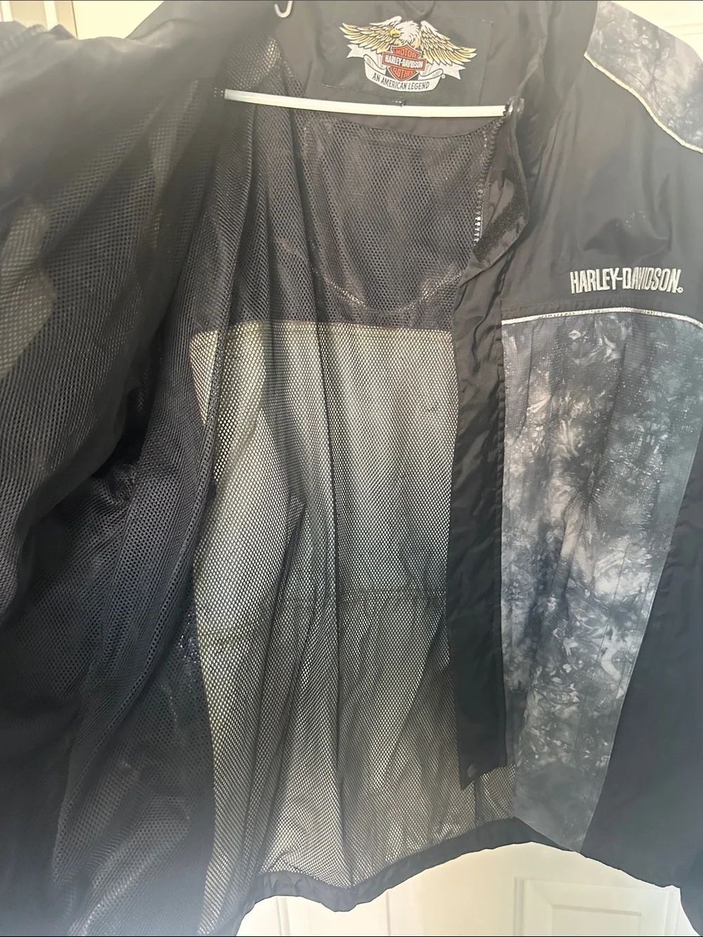 Harley-Davidson Black and Gray Tie-Dye Panel Riding Rain/Windbreaker
